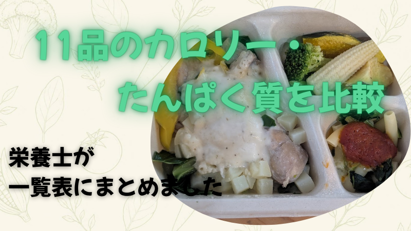 デリ弁当11品のカロリー・たんぱく質の比較
